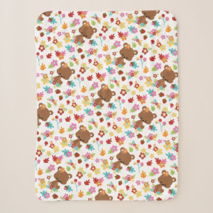 Süßer Wald-Bär & Blätter Baby Mädchen Kawaii Sherpadecke