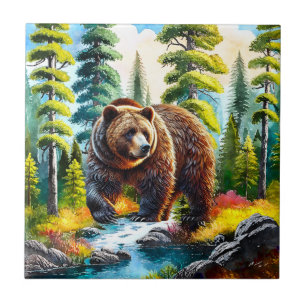 Süßer Wald Braunbär Fliese