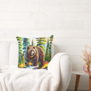 Süßer Wald Braunbär Kissen