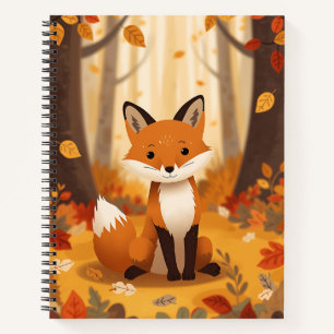 Süßer Wald Fuchs in herbstlichen Blättern Spiralbl Notizbuch