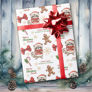 Süßer Waldwaschbär Kinder Weihnachten Geschenkpapier