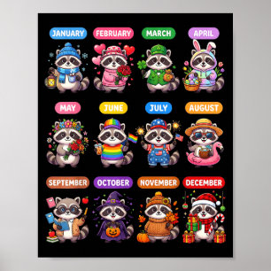 Süßer Waschbär 12-Monats-Kalender St. Patrick Hall Poster