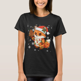 Süßer Waschbär beleuchtet Tannenbaum Kuchen Lustig T-Shirt