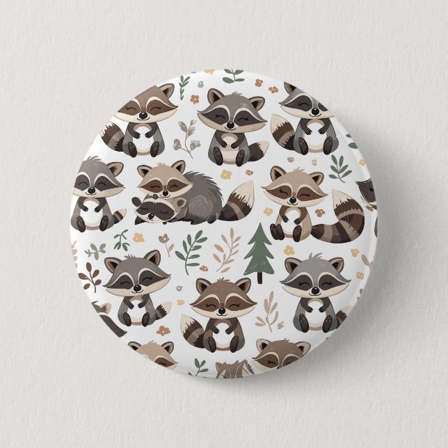 Süßer Waschbär Button (Vorderseite)