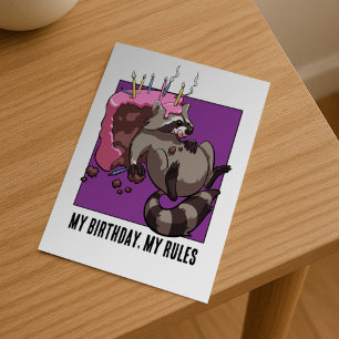 Süßer Waschbär Charakter Mein Geburtstag Meine Reg Postkarte