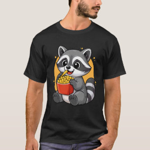 Süßer Waschbär, der Pommes isst, lustiges Kawaii-T T-Shirt