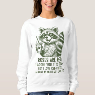 Süßer Waschbär-Eiskaffee-Liebe Sweatshirt