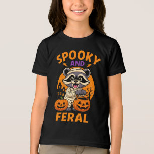 Süßer Waschbär in Halloween Grusel-Kürbis Tri-Blend Shirt
