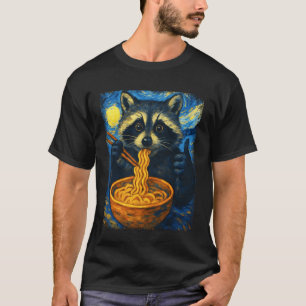 Süßer Waschbär isst Ramen-Funny-Japanische-Nudeln T-Shirt