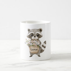 Süßer Waschbär-Korbb-Blumen Kaffeetasse
