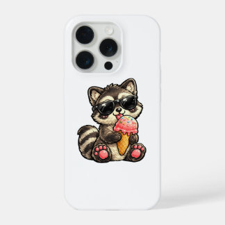 Süßer Waschbär mit Eiscreme und Sonnenbrille iPhone 15 Pro Hülle