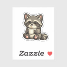 Süßer Waschbär mit Kaffee – Gemütliches Kawaii-Tie