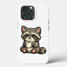 Süßer Waschbär mit Kaffee – Gemütliches Kawaii-Tie