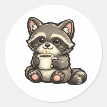 Süßer Waschbär mit Kaffee – Kawaii Gemütliches Tie