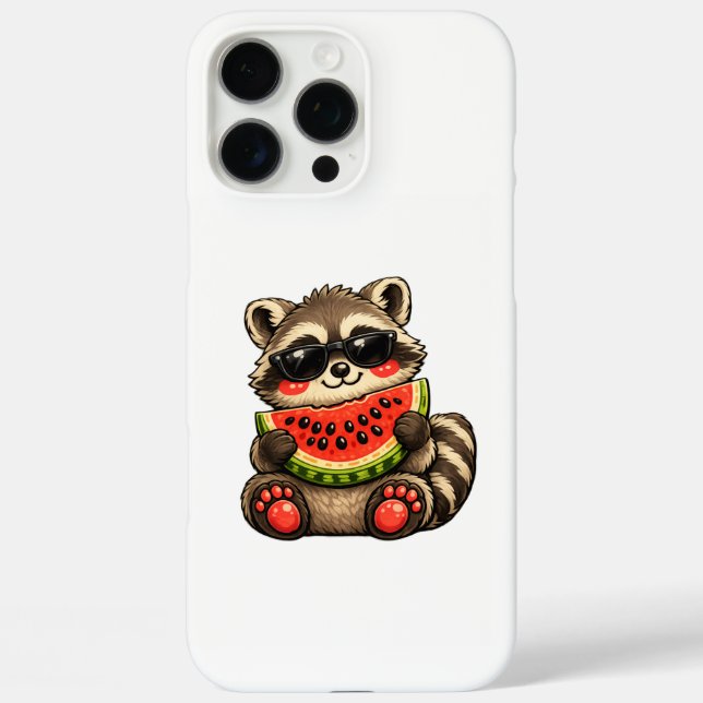 Süßer Waschbär mit Wassermelone iPhone 16 Pro Max Hülle (Rückseite)
