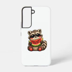 Süßer Waschbär mit Wassermelone Samsung Galaxy Hülle