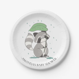 Süßer Waschbär-neutrale Babyparty 7" Platte Pappteller