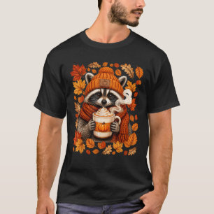 Süßer Waschbär Pumpkin Spice Latte Gemütlicher Her T-Shirt