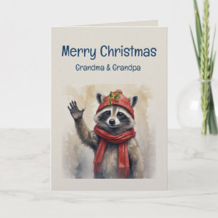 Süßer Waschbär Spaß Tier Großeltern Weihnachten Karte