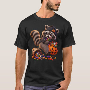 Süßer Waschbär stiehlt Halloween-Süßigkeiten – Lus T-Shirt
