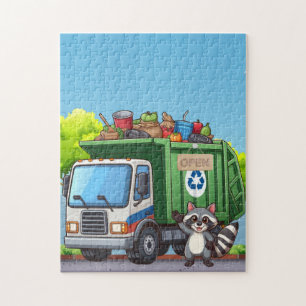 Süßer Waschbär und "Lebensmittel"-LKW