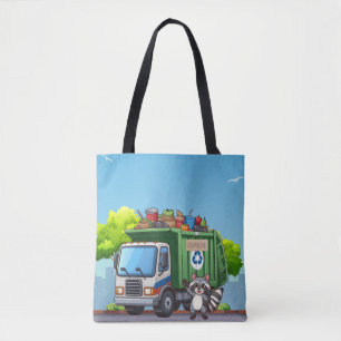 Süßer Waschbär und "Lebensmittel"-LKW Tasche