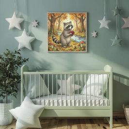 Süßer Waschbär-Waldtiere-Kinderzimmerposter Poster