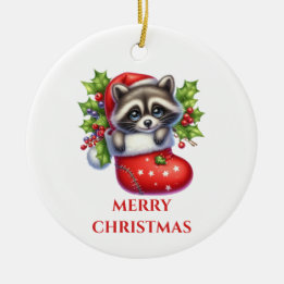 Süßer Waschbär Weihnachten Keramik Ornament