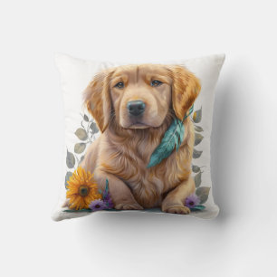 Süßer Wasserfarb-Golden-Retriever-Welpe Kissen