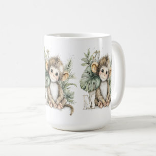 Süßer Wasserfarbe-Baby-Tier-Alphabet-Affe Kaffeetasse