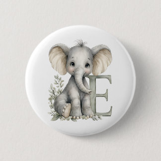 Süßer Wasserfarbe-Baby-Tier-Alphabet-Elefant Button