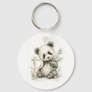 Süßer Wasserfarbe-Baby-Tier-Alphabet-Panda Schlüsselanhänger