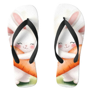 Süßer Wasserfarbe-Osterhase mit Karotte Flip Flops