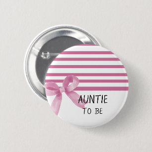 Süßer Wasserfarbe Rosa Schleife Baby Shower Tante- Button