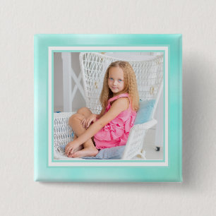 Süßer Wasserfarbe Türkis Kinder Foto Button