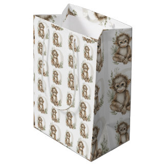 Süßer Wasserfarben-Baby-Tier-Alphabet Orang-Utan Mittlere Geschenktüte