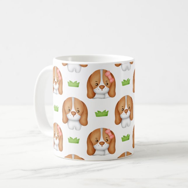 Süßer Wasserfarben-Beagle-Hund  Kaffeetasse (Vorderseite Links)