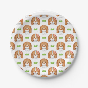 Süßer Wasserfarben-Beagle-Hund Pappteller