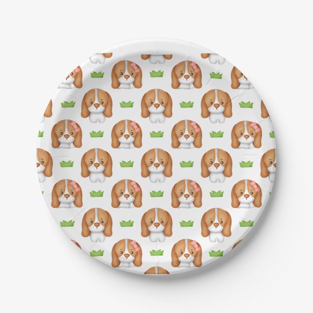 Süßer Wasserfarben-Beagle-Hund Pappteller (Vorderseite)