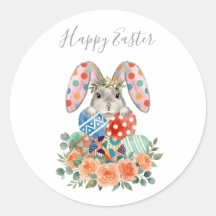 Süßer Wasserfarben-Blumen-Osterhase-Eier