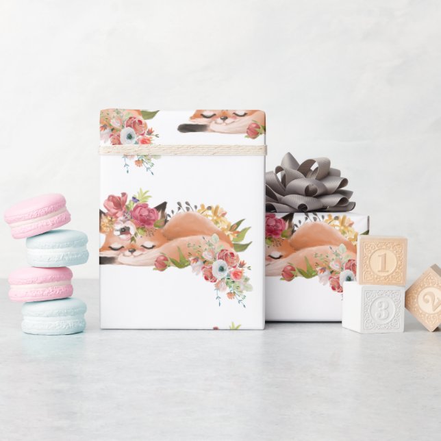 Süßer Wasserfarben-Fuchs  Geschenkpapier (Babyparty)