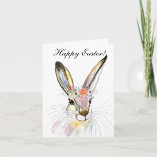 Süßer Wasserfarben-Hase Kaninchen Ostern Floral Th Dankeskarte