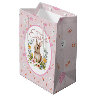 Süßer Wasserfarben-Hasen-Blumenkranz Ostern Mittlere Geschenktüte