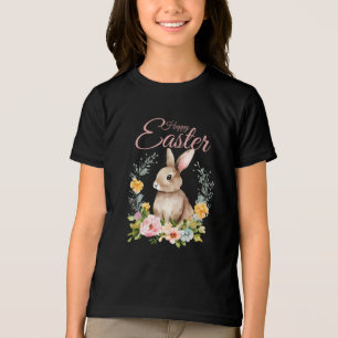 Süßer Wasserfarben-Hasen-Blumenkranz Ostern Tri-Blend Shirt
