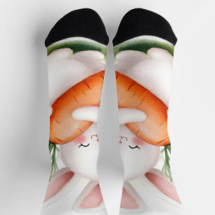 Süßer Wasserfarben-Osterhase mit Karotte Socken