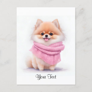 Süßer Wasserfarben-Pomeranian-Welpe Personalisiert Postkarte
