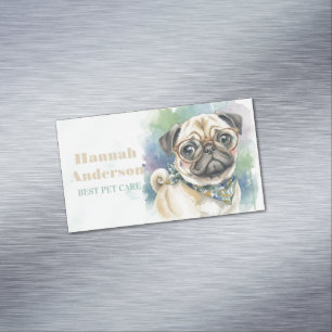 Süßer Wasserfarben-Pug mit Brille Magnetische Visitenkarte