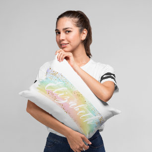 Süßer Wasserfarben-Regenbogen mit individuellem Na Lendenkissen