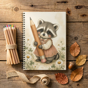Süßer Wasserfarben-Waschbär Bleistift Vintage-Gesc Notizblock
