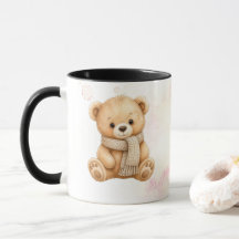 Süßer Wasserfarben-Winter-Teddybär-Rosa-Spritzer-K